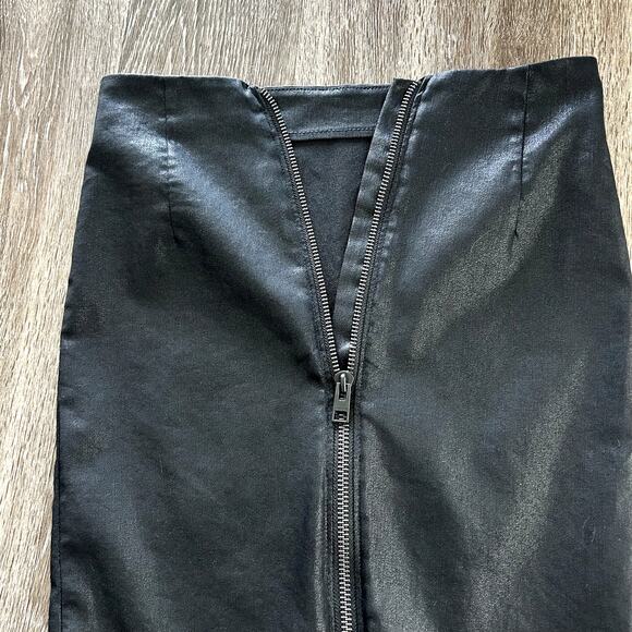 AllSaints Black Coated Denim Pencil Skirt US 6 High Rise Bodycon Slim Fit EUC - Picture 10 of 16